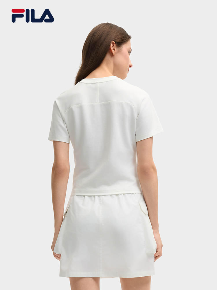 FILA CORE LIFESTYLE MILANO LUXURY CAFFE / FLAT WHITE Women Short Sleeves T-Shirt (Black / White)