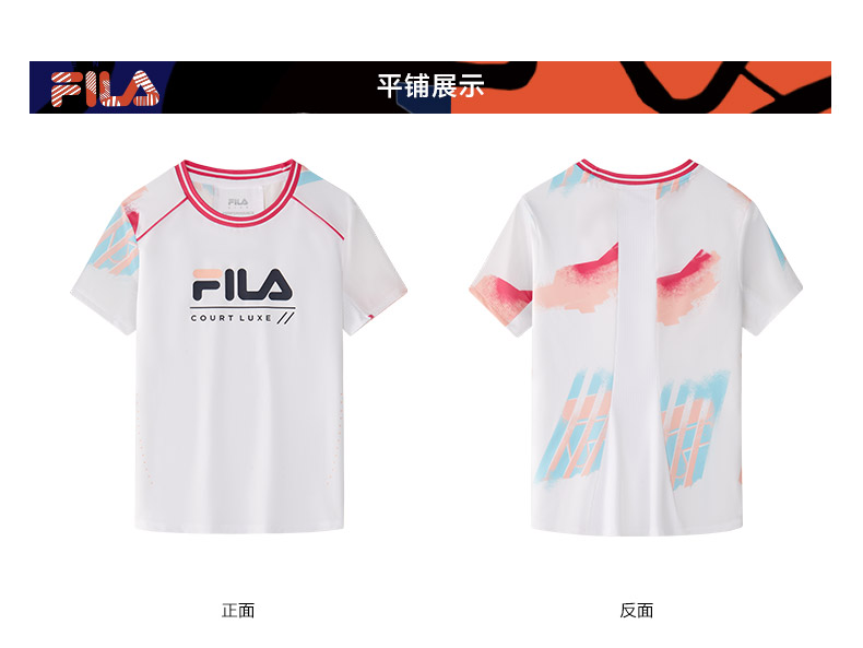 (140-165cm) FILA KIDS ART IN SPORTS PERFORMANCE TENNIS Girl's Short Sleeve T-shirt in Full Print