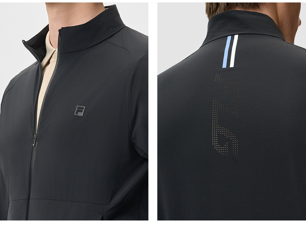 FILA CORE ATHLETICS GOLF STATELY FLORAL Men Woven Jacket (Black / Light Khaki)