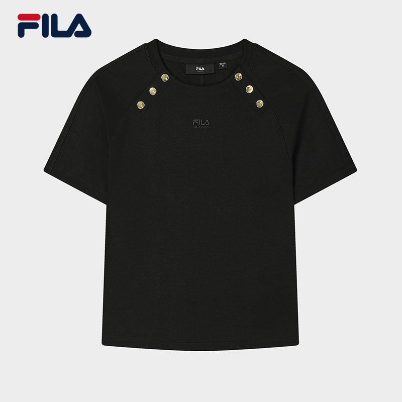 FILA CORE LIFESTYLE MILANO LUXURY CAFFE / FLAT WHITE Women Short Sleeves T-Shirt (Black / White)