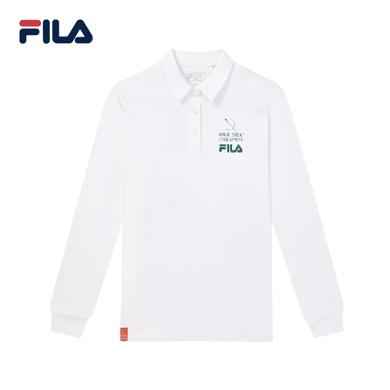 FILA CORE Women's MAGIC STICK WHITE LINE ORIGINALE Long Sleeve Polo in White
