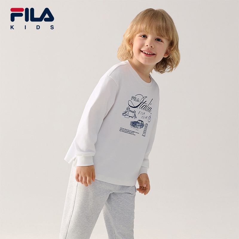 FILA KIDS Boys WHITE LINE Knit Long Sleeve Tee