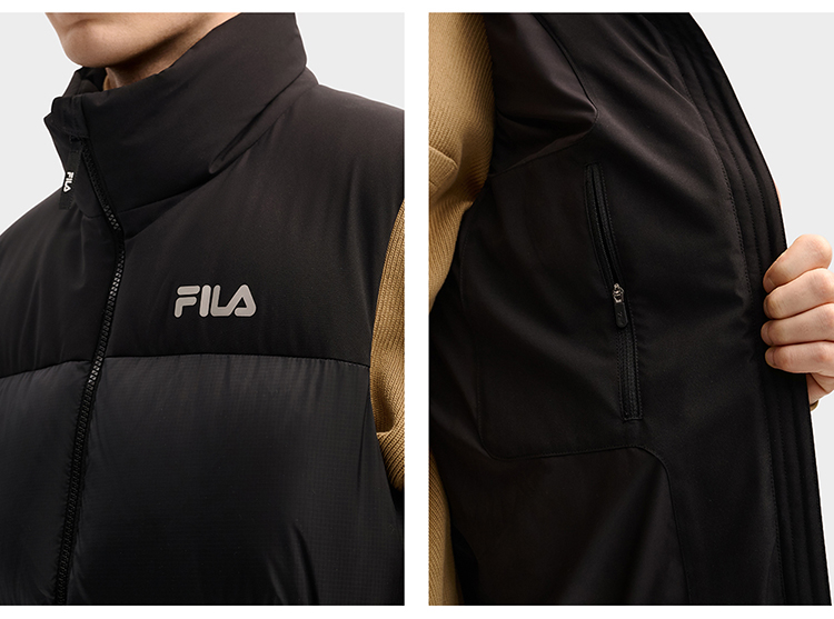 FILA CORE FILA ORIGINALE Men Down Jacket Vest（Black)