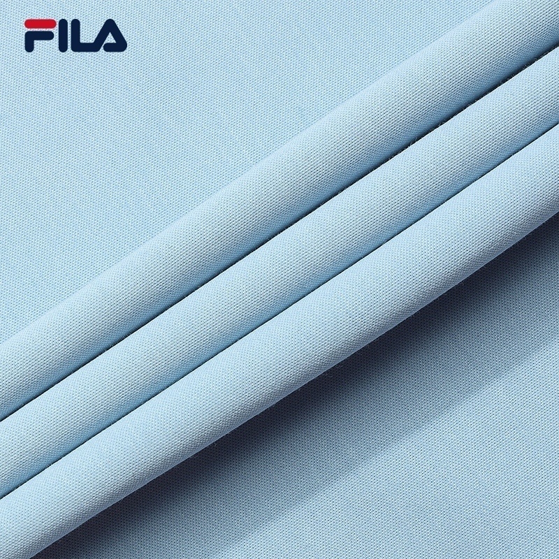 FILA CORE Men WHITE Knitted Short Sleeve Top LIGHT BLUE