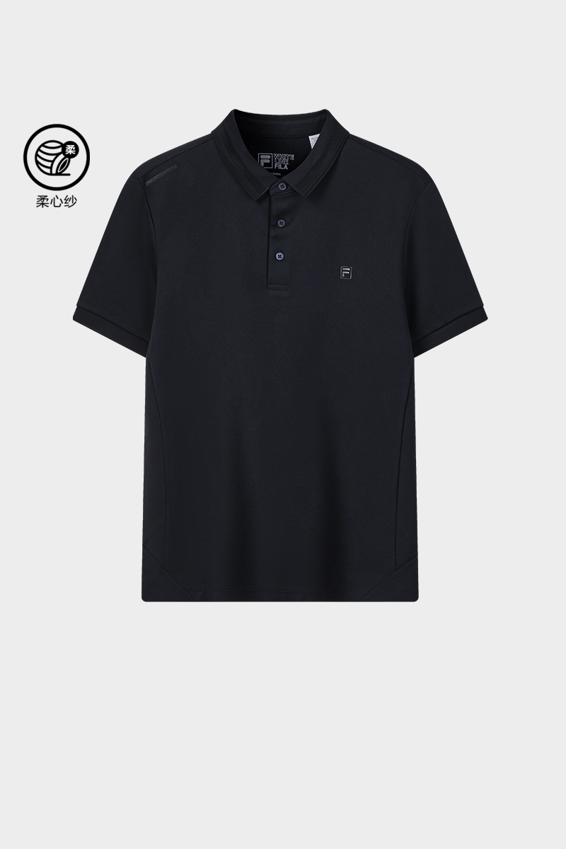 FILA CORE Men WHITE Knitted Short Sleeve Polo Shirt NAVY
