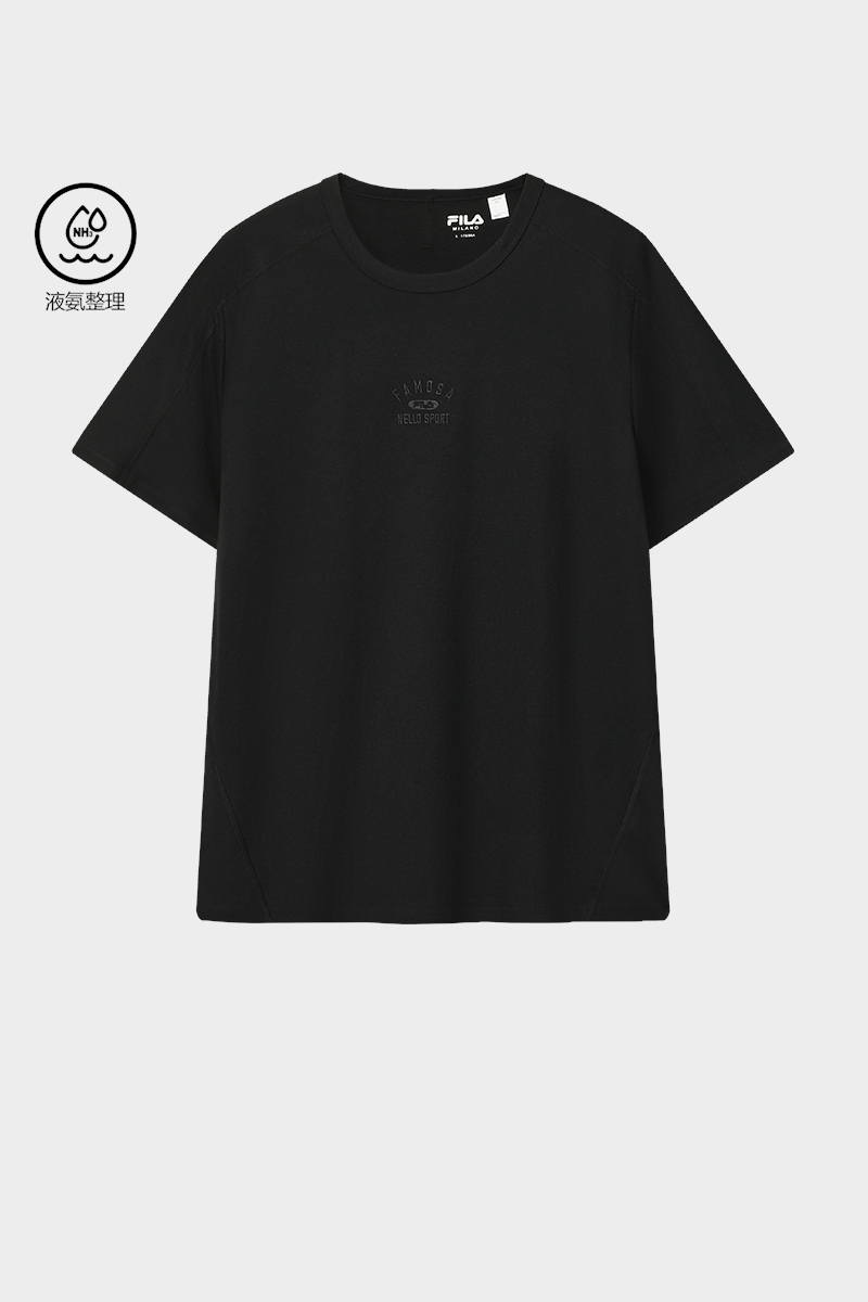 FILA CORE Men MILANO Knitted Short Sleeve Top BLACK