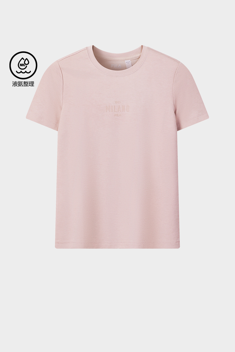 FILA CORE Women MILANO Knitted Short Sleeve Top PINK