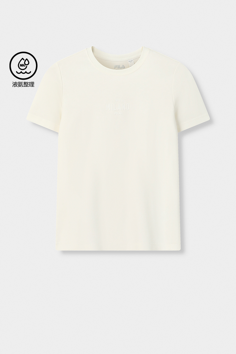 FILA CORE Women MILANO Knitted Short Sleeve Top WHITE