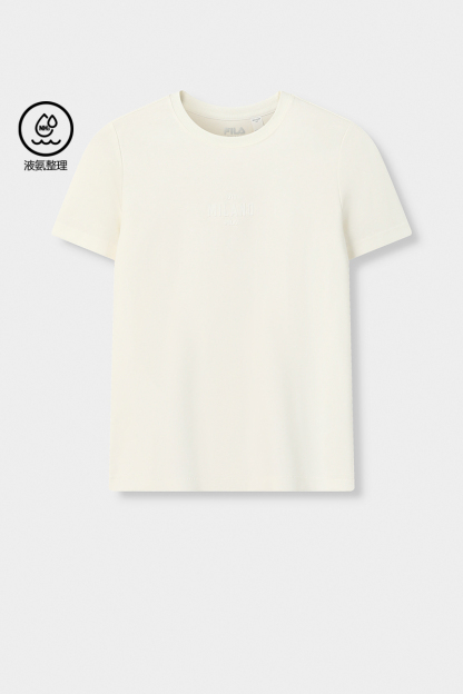 FILA CORE Women MILANO Knitted Short Sleeve Top WHITE