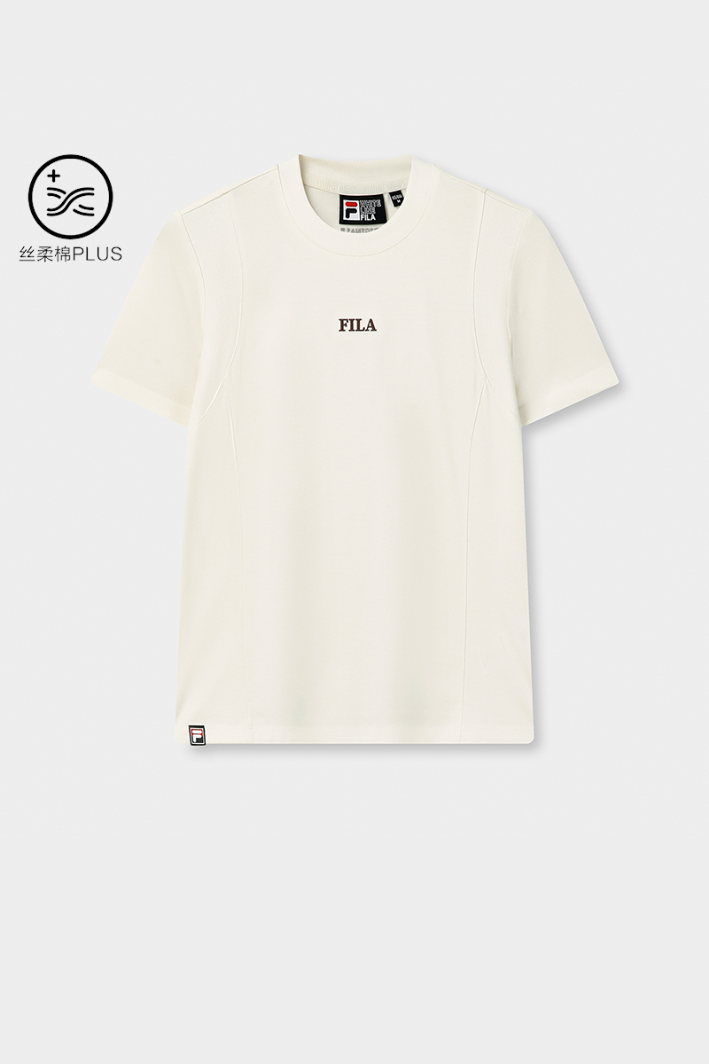 FILA CORE Women ORIGINALE Knitted Short Sleeve Top IVORY