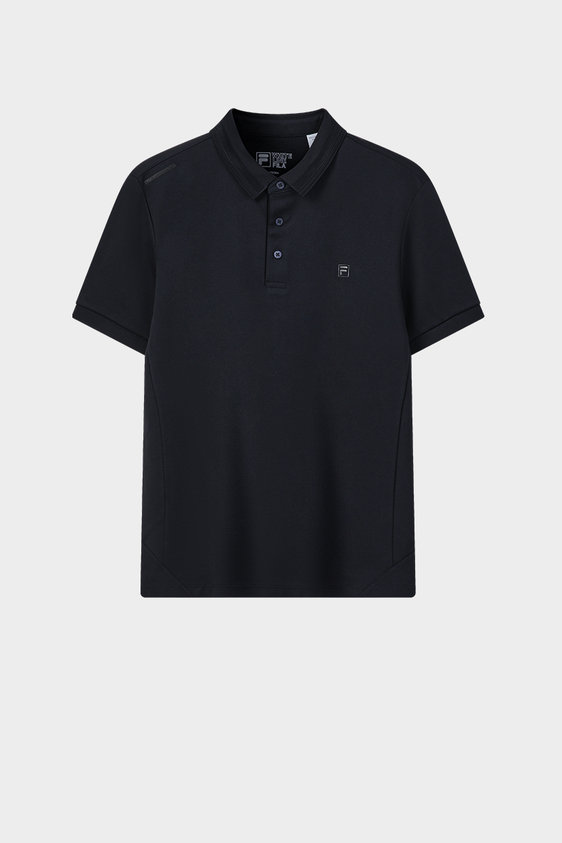 FILA CORE Men WHITE Knitted Short Sleeve Polo Shirt NAVY