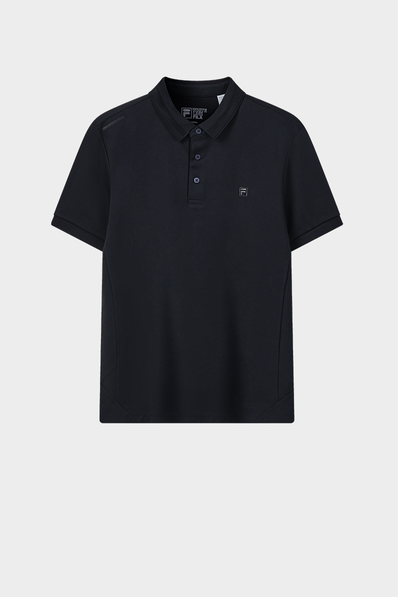 FILA CORE Men WHITE Knitted Short Sleeve Polo Shirt NAVY