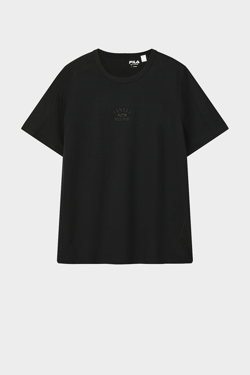 FILA CORE Men MILANO Knitted Short Sleeve Top BLACK