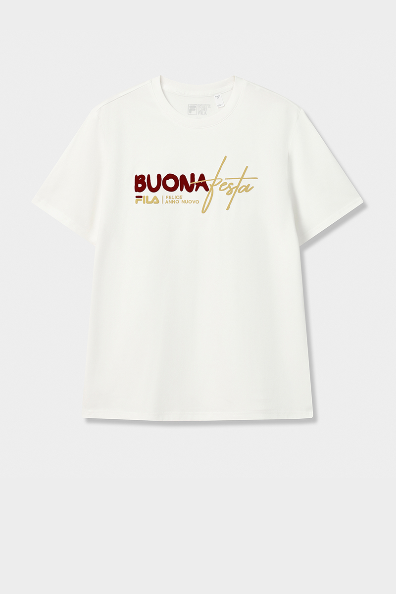 FILA CORE Men CNY Knitted Short Sleeve Top WHITE