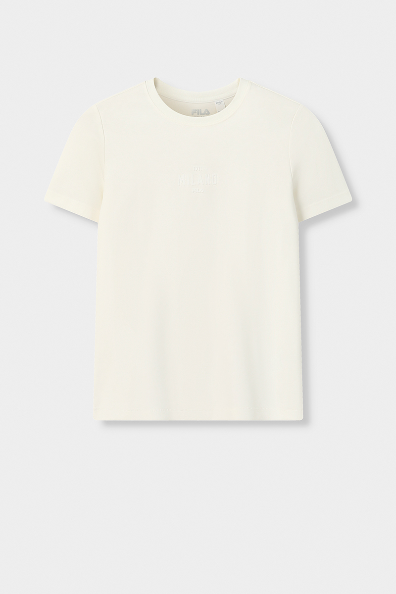 FILA CORE Women MILANO Knitted Short Sleeve Top WHITE