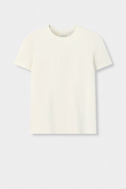 FILA CORE Women MILANO Knitted Short Sleeve Top WHITE