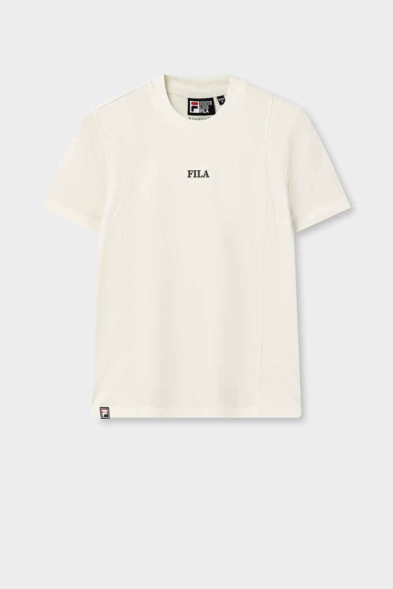 FILA CORE Women ORIGINALE Knitted Short Sleeve Top IVORY