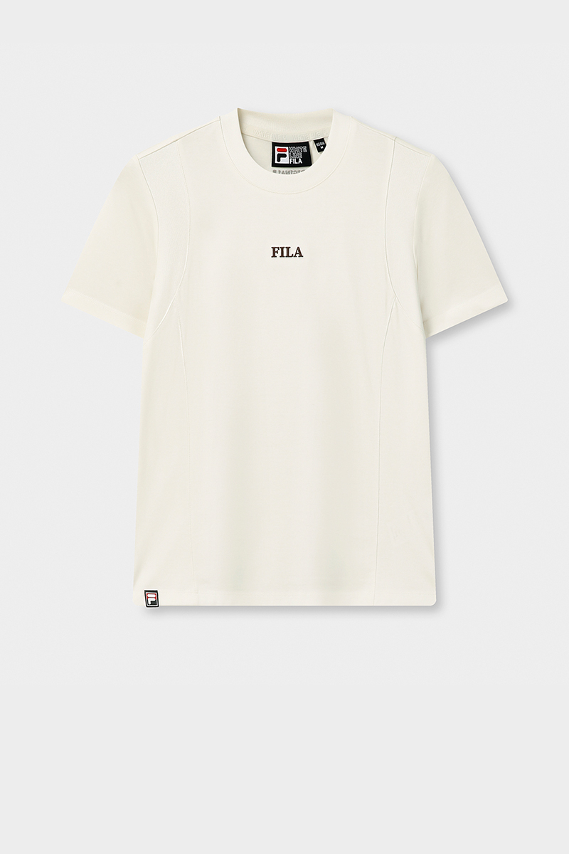 FILA CORE Women ORIGINALE Knitted Short Sleeve Top IVORY
