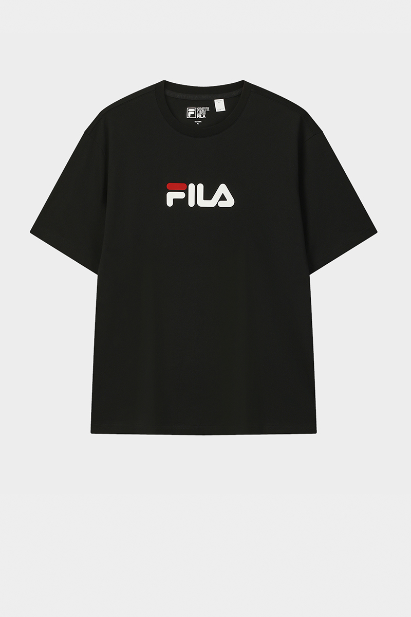 FILA CORE Men ORIGINALE Knitted Short Sleeve Top BLACK