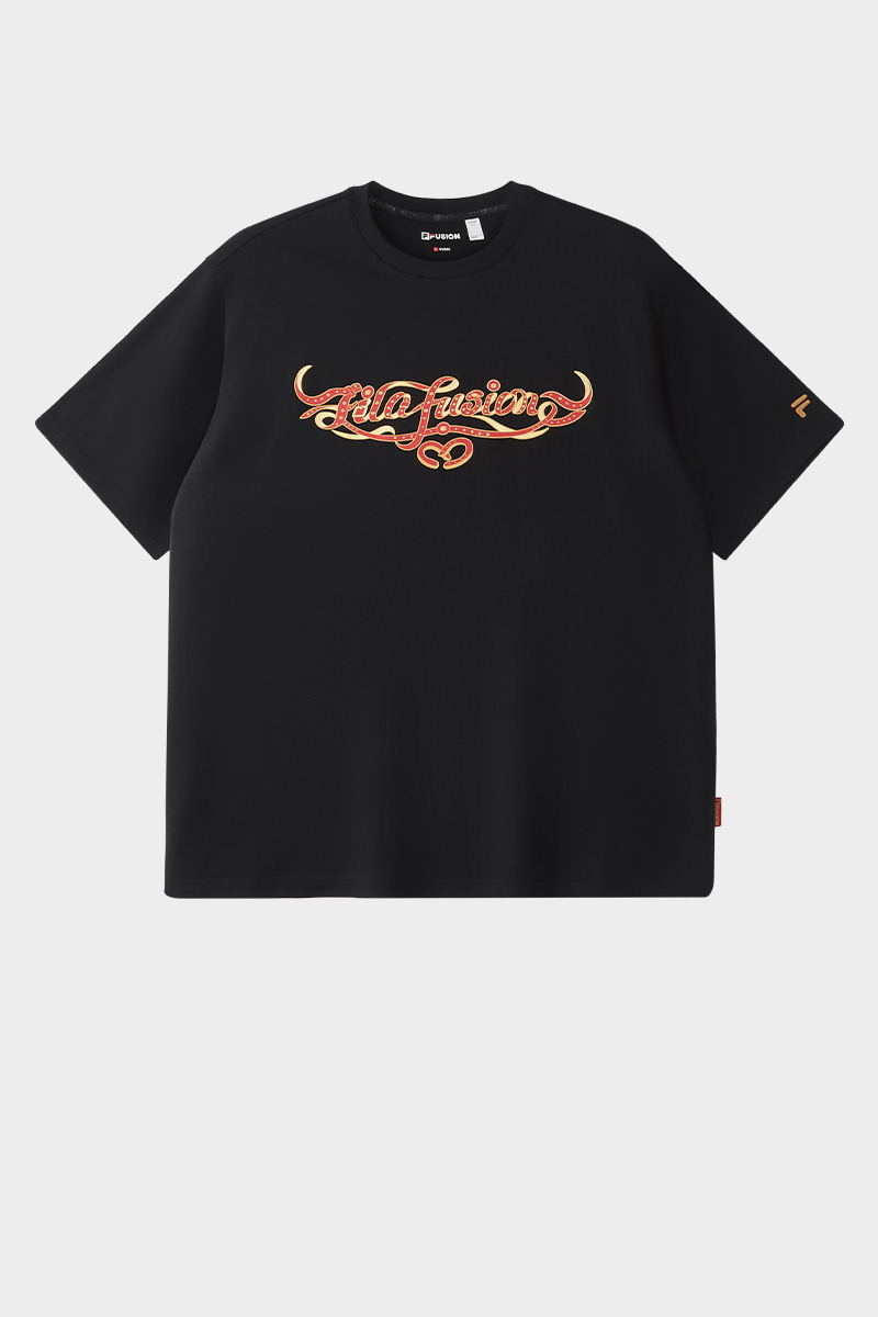 FILA FUSION SPECIAL PLANNING Knitted Short Sleeve Top BLACK