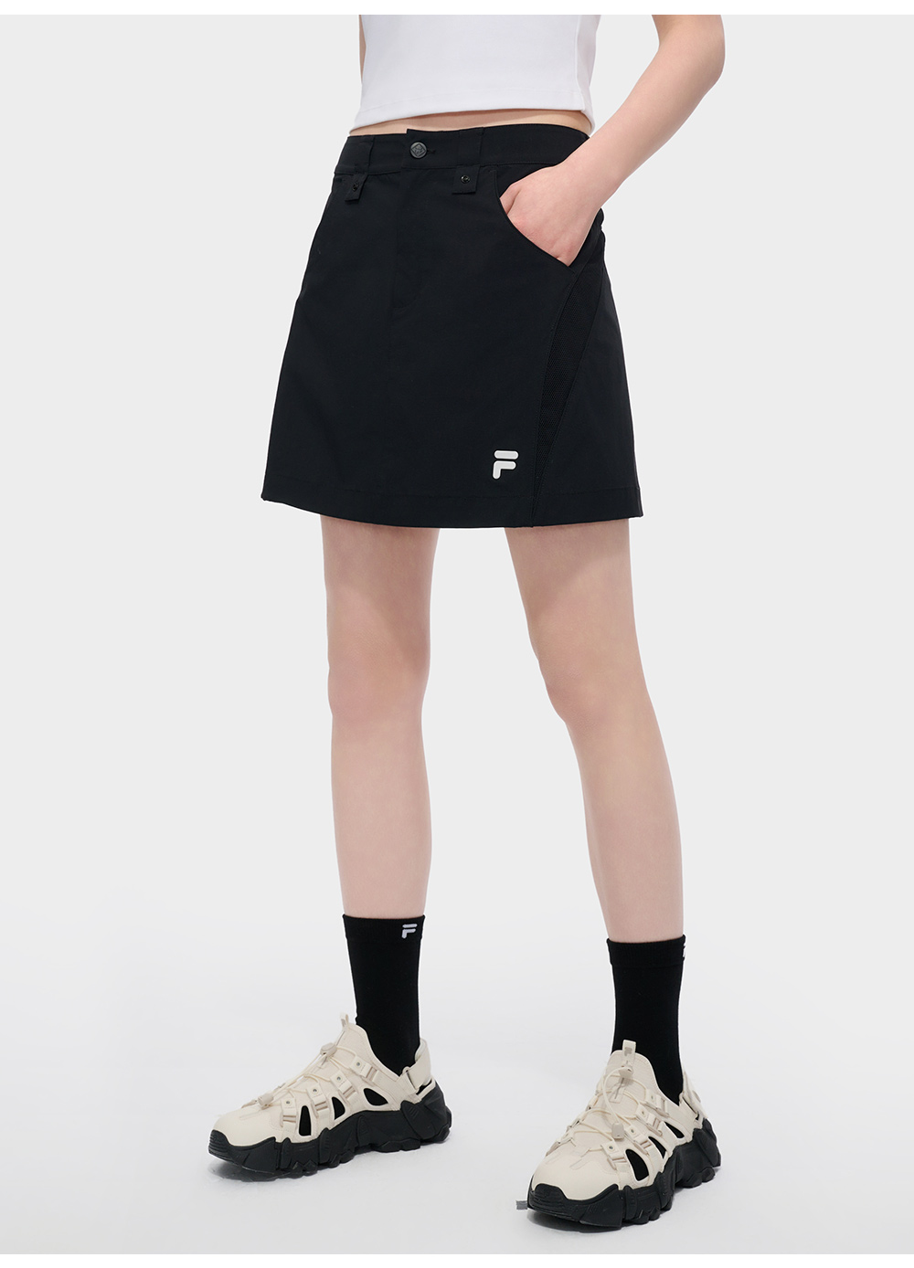 FILA FUSION INLINE URBAN TECH CITY PADDLERS - KAYAK FISHING Women 3 Piece Set (Top + Skirt (Include Inner Shorts)) (Black)