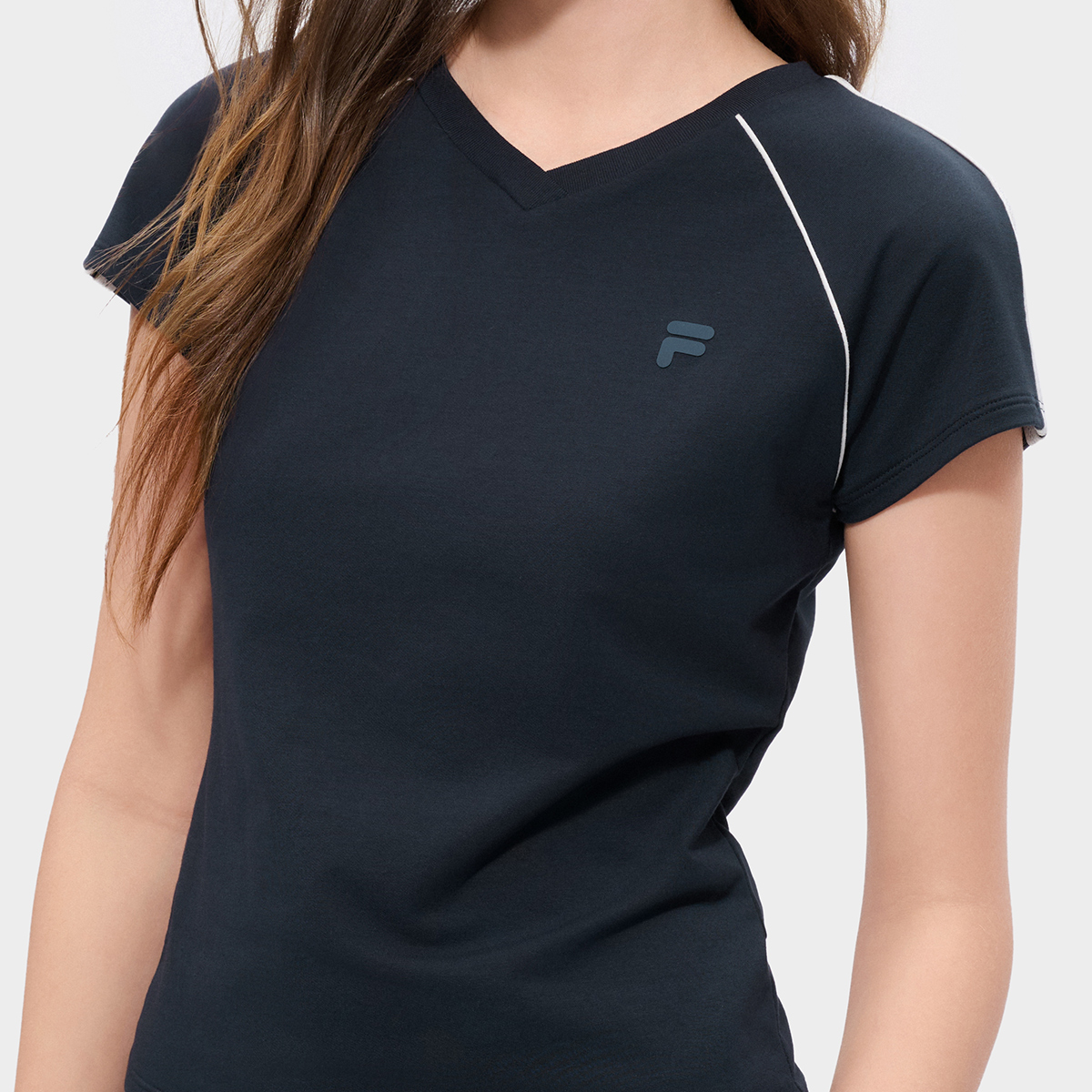 [Tian Xi Wei's Pick] FILA FUSION INLINE Women Knitted Short Sleeve Top
