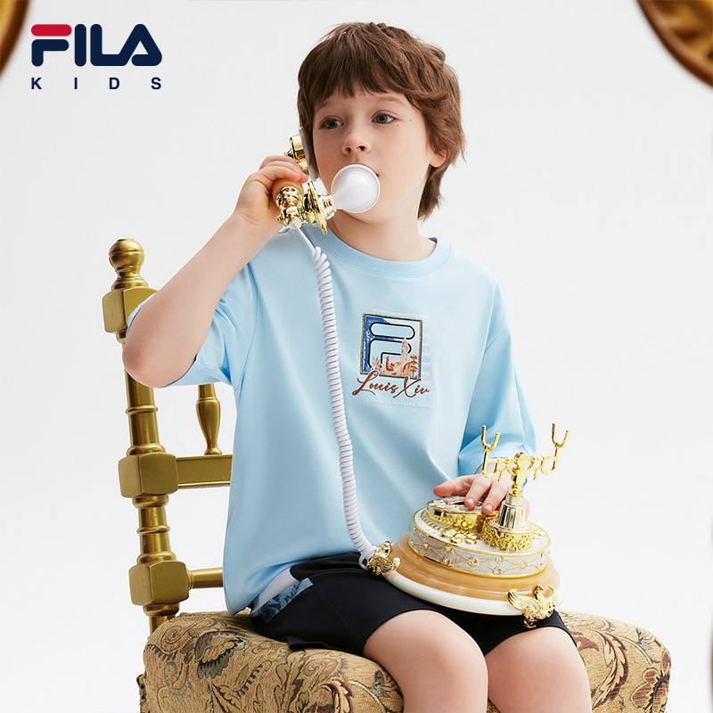 FILA KIDS WHITE LINE x RMN Boys' Printed Short Sleeve T-Shirts (Multi-Colors and Designs Available - White/Yellow/Blue)