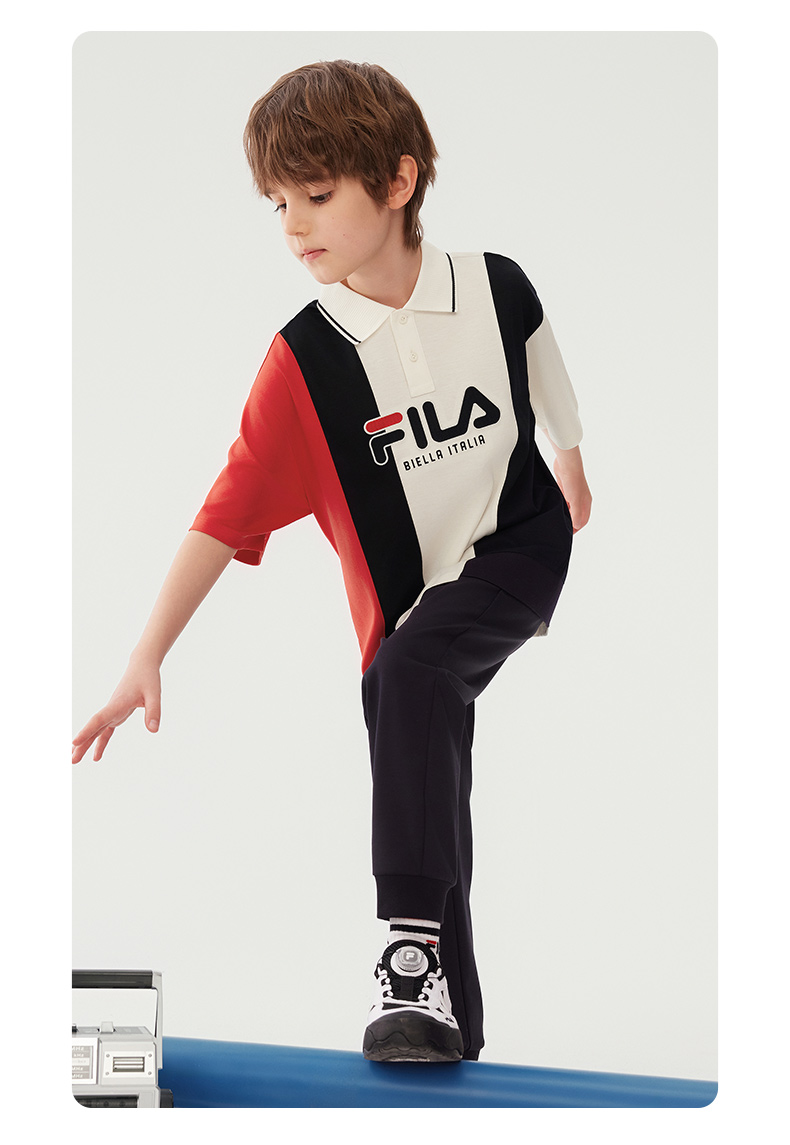 (130-175cm) FILA Kids Boys Polo Short Sleeve Tee T-shirt in blue