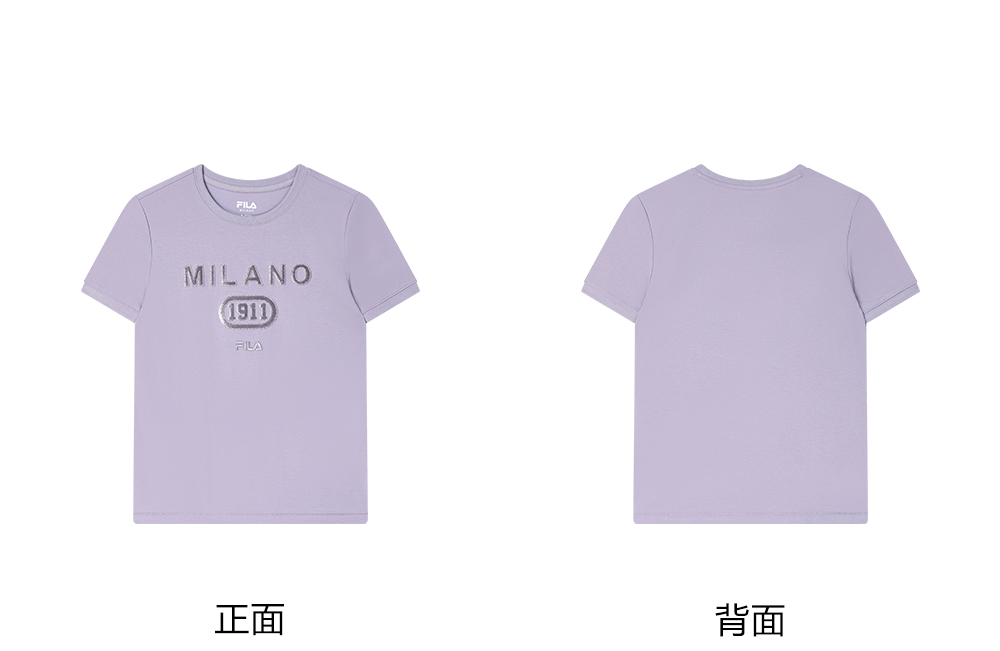 FILA CORE LIFESTYLE MILANO LUXURY CAFFE / FLAT WHITE Women Short Sleeves T-Shirt (Light Khaki / Purple)