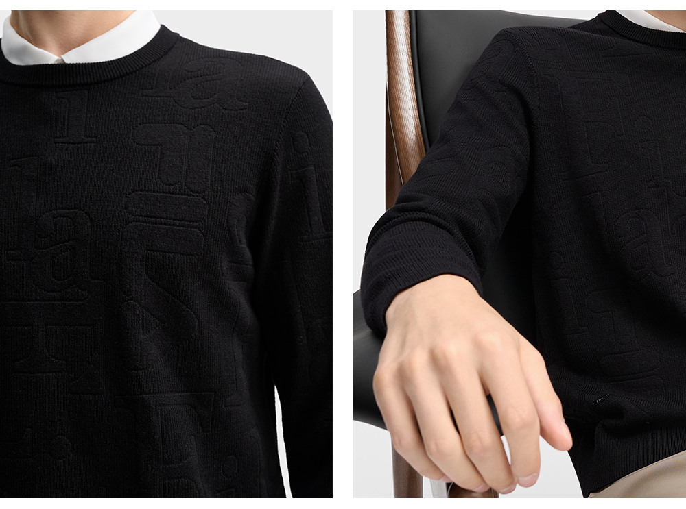 FILA CORE LIFESTYLE BLUE QUADRILATERO AESTHETICS Men Knit Sweater (Black)