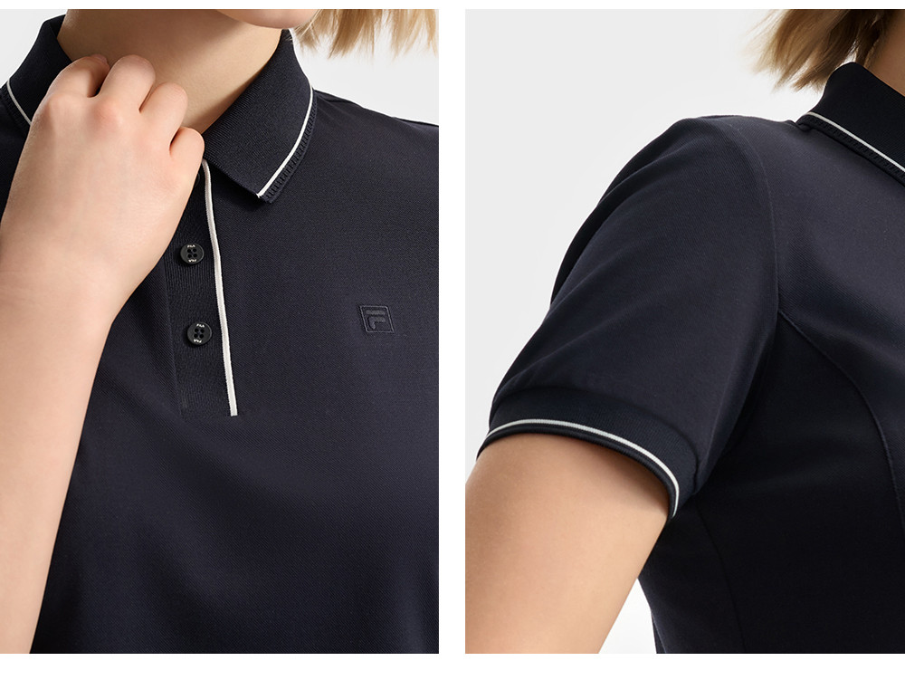 FILA CORE LIFESTYLE WHITE SPORTY & LUXURIOUS Women Polo T-shirt (Navy / Pink / White)