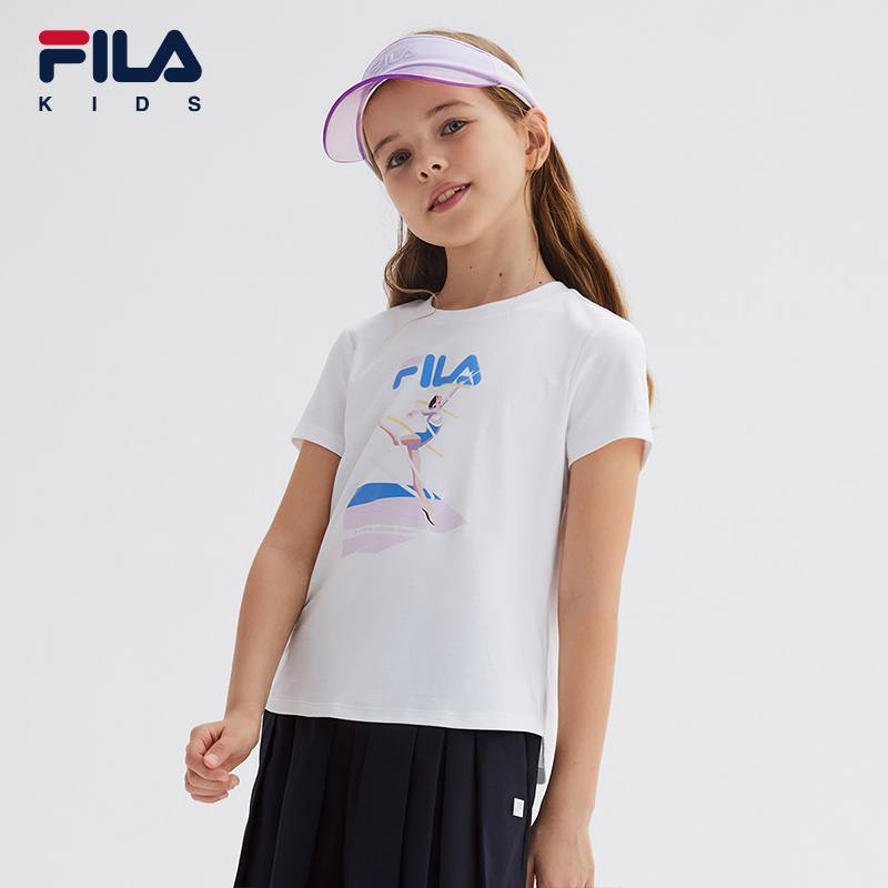(120-170) FILA KIDS FOR CHAMPIONS ORIGINALE Girl's Short Sleeve T-shirt in White