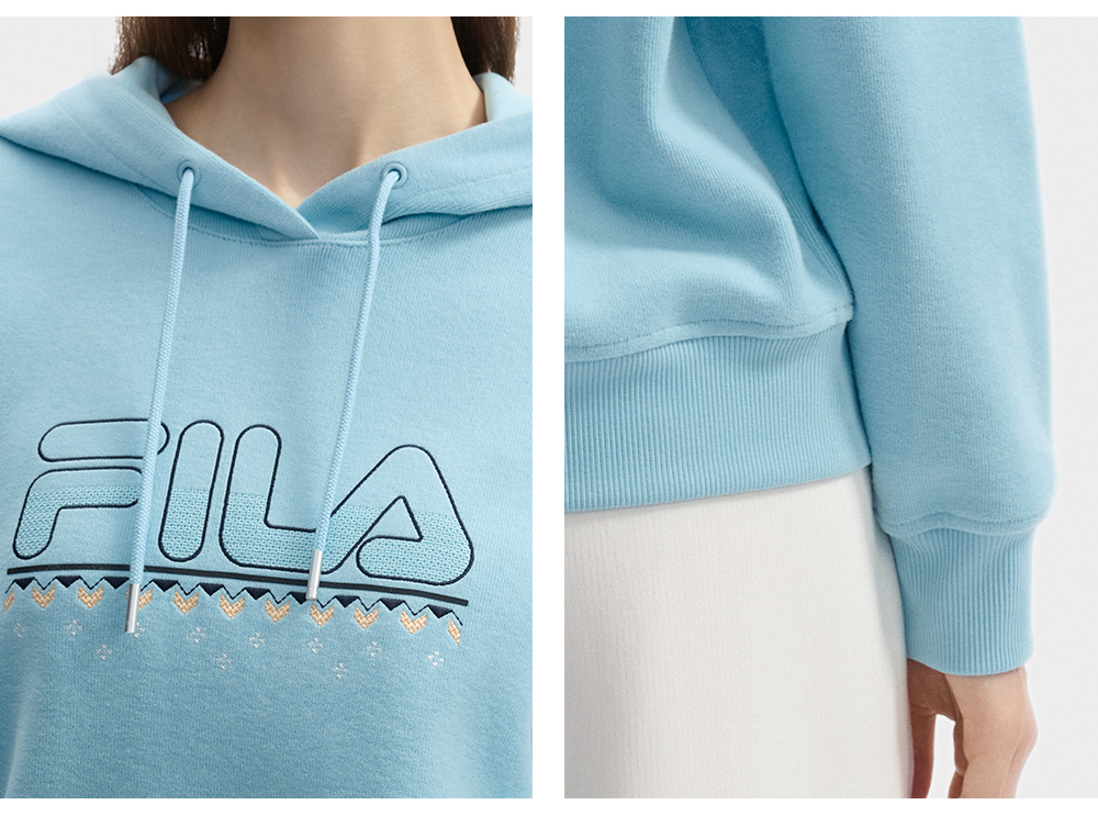 FILA CORE LIFESTYLE WHITE LINE GRENOBLE Women Hoodie (Light Blue)
