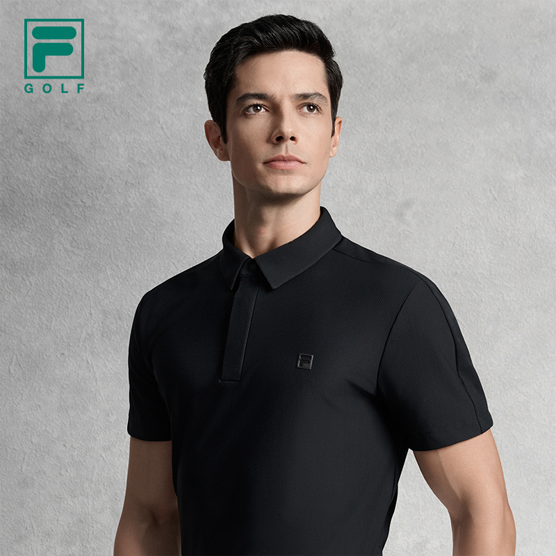 FILA CORE ATHLETICS GOLF ELITE GOLF CLUB Men Short Sleeve Polo (Black)