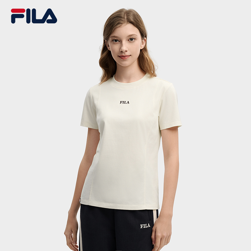 FILA CORE Women ORIGINALE Knitted Short Sleeve Top IVORY