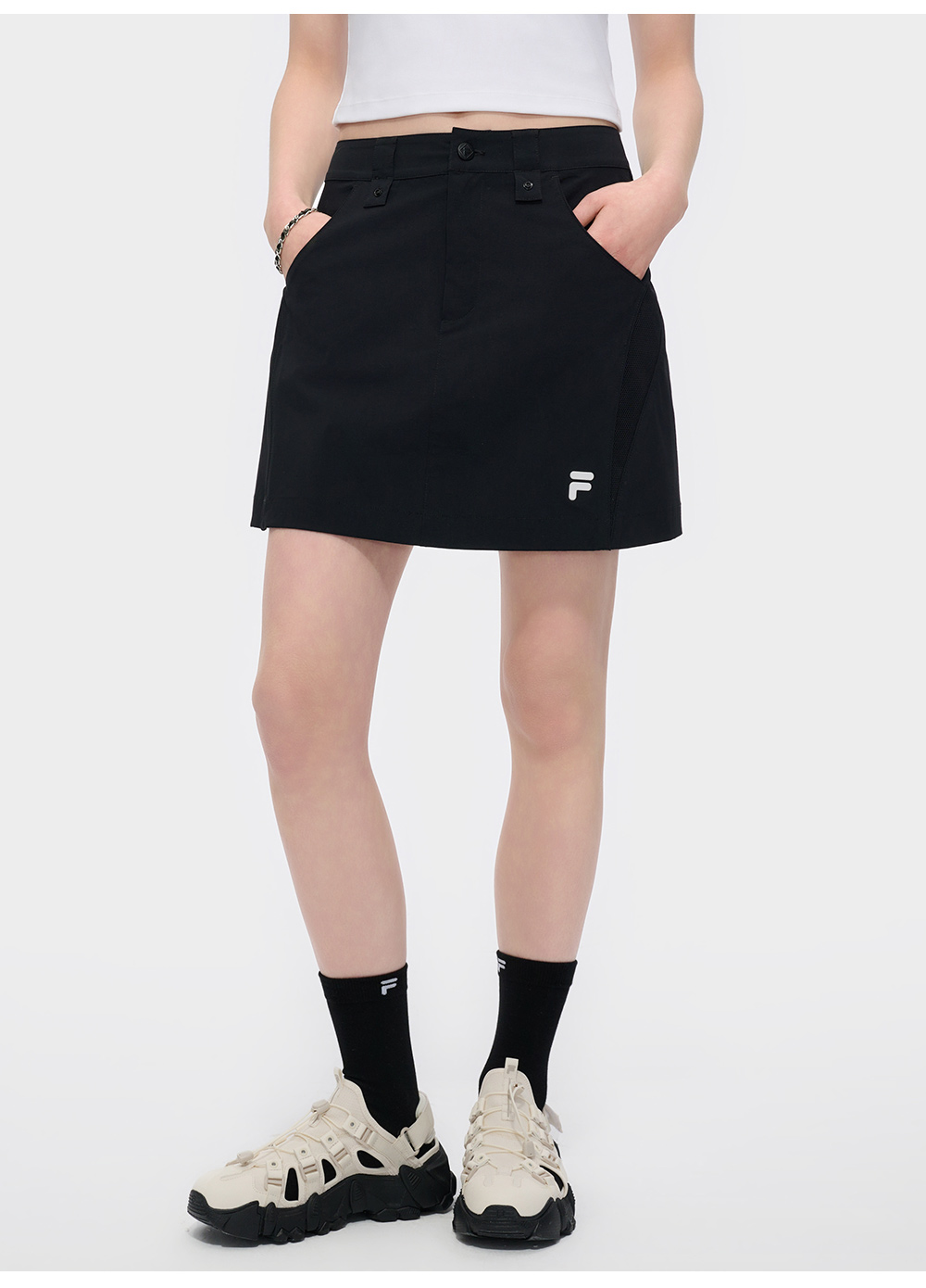 FILA FUSION INLINE URBAN TECH CITY PADDLERS - KAYAK FISHING Women 3 Piece Set (Top + Skirt (Include Inner Shorts)) (Black)