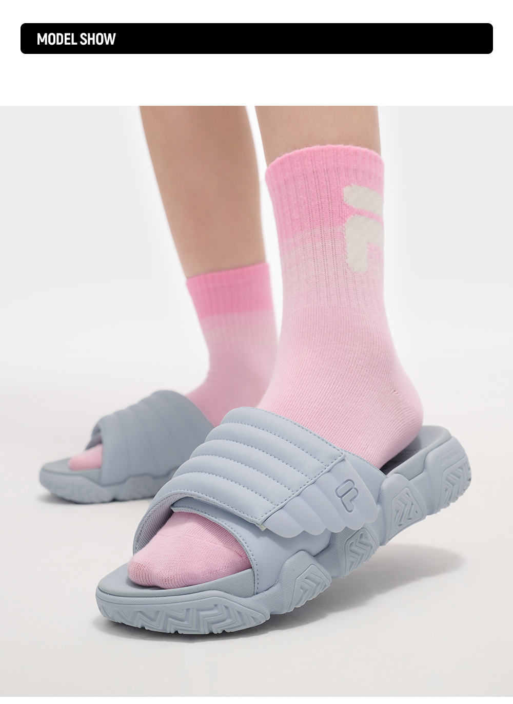 FILA FUSION BARRICADE Women Slippers (White / Icy Blue / Pink)