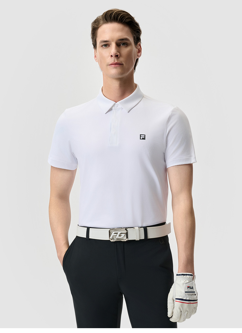FILA CORE ATHLETICS GOLF STATELY FLORAL Men Polo T-shirt (Black / Light Khaki / White)