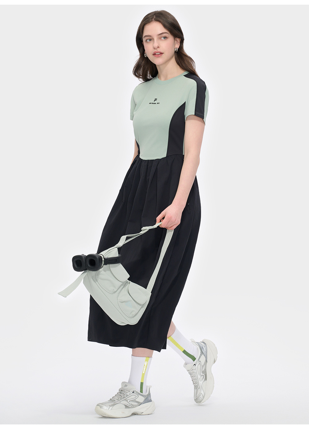 FILA FUSION INLINE CATEGORY CLUB SHORT SLEEVE Women Dress (Black / Green)