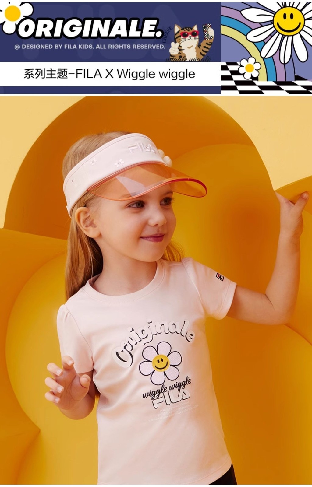 (105-165cm) FILA KIDS x Wiggle Wiggle Summer Short Sleeve T-shirt for girls in Candy Light Pink