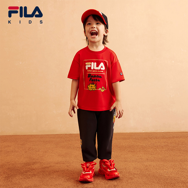[ CNY Collection ] FILA KIDS ORIGINALE Chinese New Year Boy's Short Sleeve T-shirt in Red