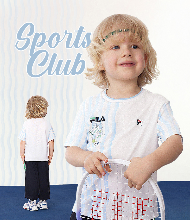 (105 - 130cm) FILA KIDS TENNIS Boy's Short Sleeve T-Shirt in Full Print