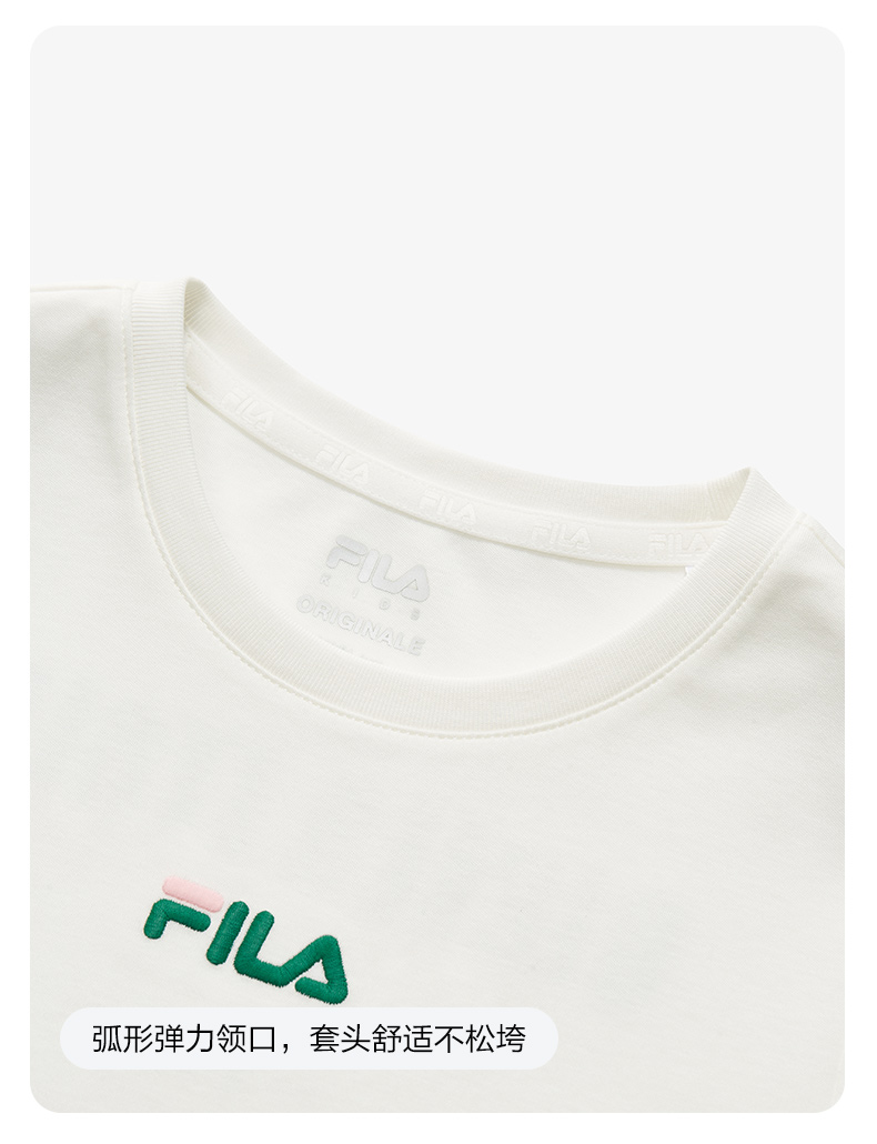 (130 - 165cm) FILA KIDS ORIGINALE TENNIS Girl's Short Sleeve T-Shirt in White