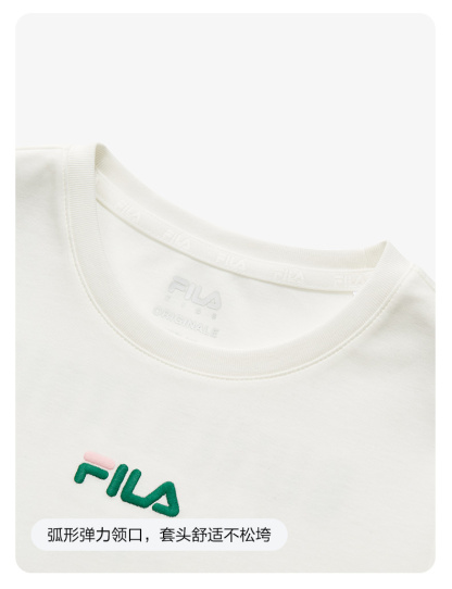 (130 - 165cm) FILA KIDS ORIGINALE TENNIS Girl's Short Sleeve T-Shirt in White