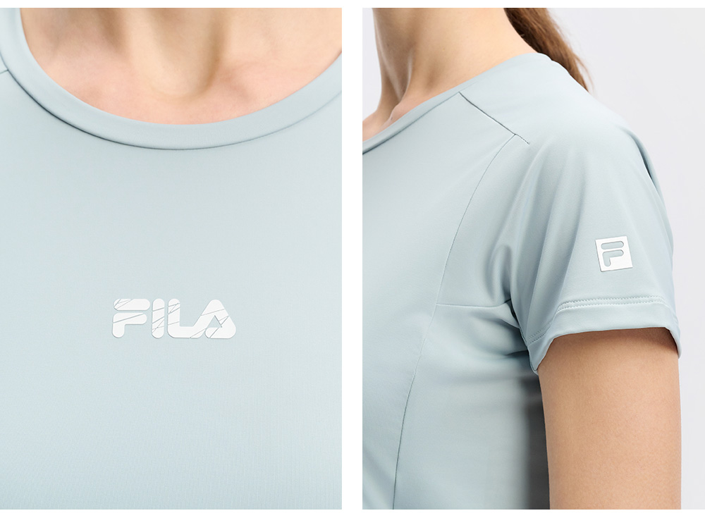 FILA CORE ATHLETICS BLACK Women Short Sleeve T-shirt (Turquoise / White)