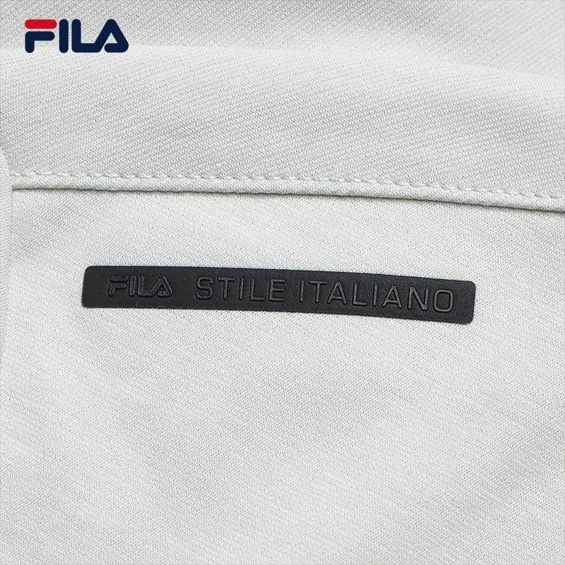 FILA CORE Men WHITE Knitted Short Sleeve Polo Shirt GREY