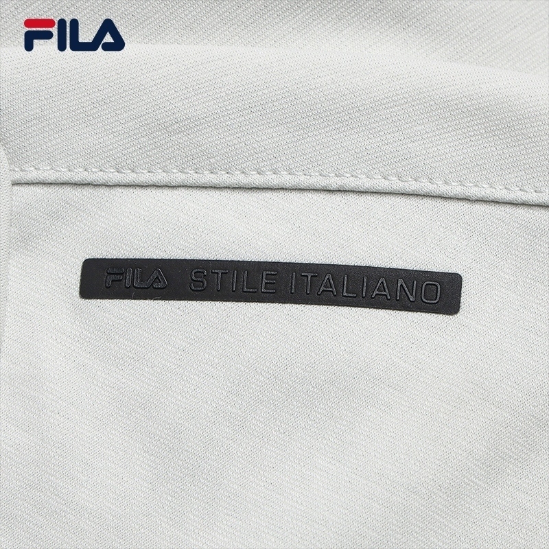 FILA CORE Men WHITE Knitted Short Sleeve Polo Shirt GREY