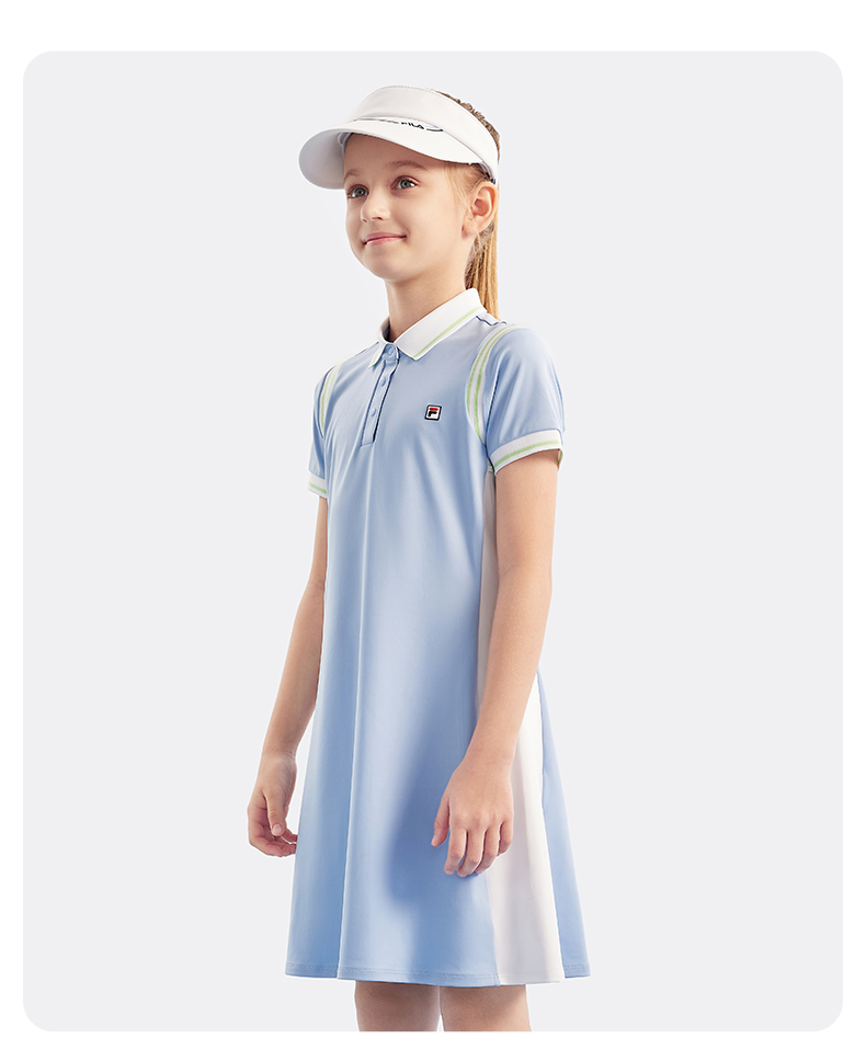 (130 - 165cm) FILA KIDS TENNIS Girl's Dress with Inner Shorts in Light Blue