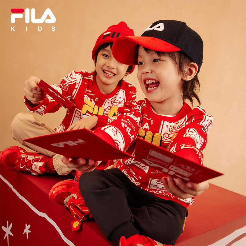 [ CNY Collection ] FILA KIDS ORIGINALE Boy's Pullover Sweater in Full Print Chinese New Year