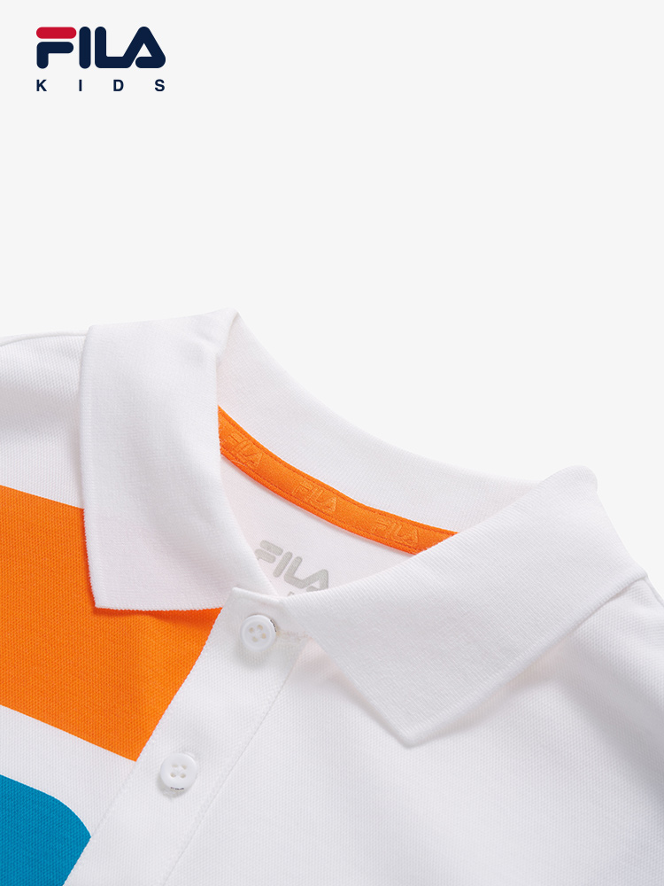 (130 - 165cm) FILA KIDS ORIGINALE Boy's Short Sleeve Polo T-Shirt in White